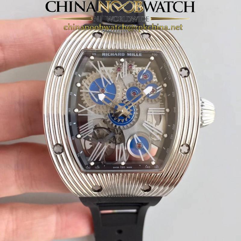 Replica Richard Mille RM018 Tourbillon Hommage A Boucheron N Stainless Steel Blue Skeleton Dial M6T51