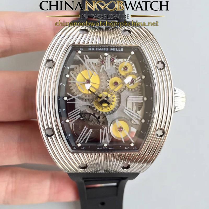 Replica Richard Mille RM018 Tourbillon Hommage A Boucheron N Stainless Steel Yellow Skeleton Dial M6T51