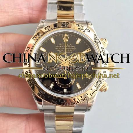 Replica Rolex Daytona Cosmograph 116503 3A 18K Yellow Gold Wrapped & Stainless Steel 904L Black Dial Swiss 7750 Run 6@SEC