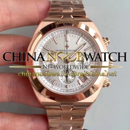 Replica Vacheron Constantin Overseas Chronograph 5500V/000R-B074 JF Rose Gold Silver Dial Swiss 7750