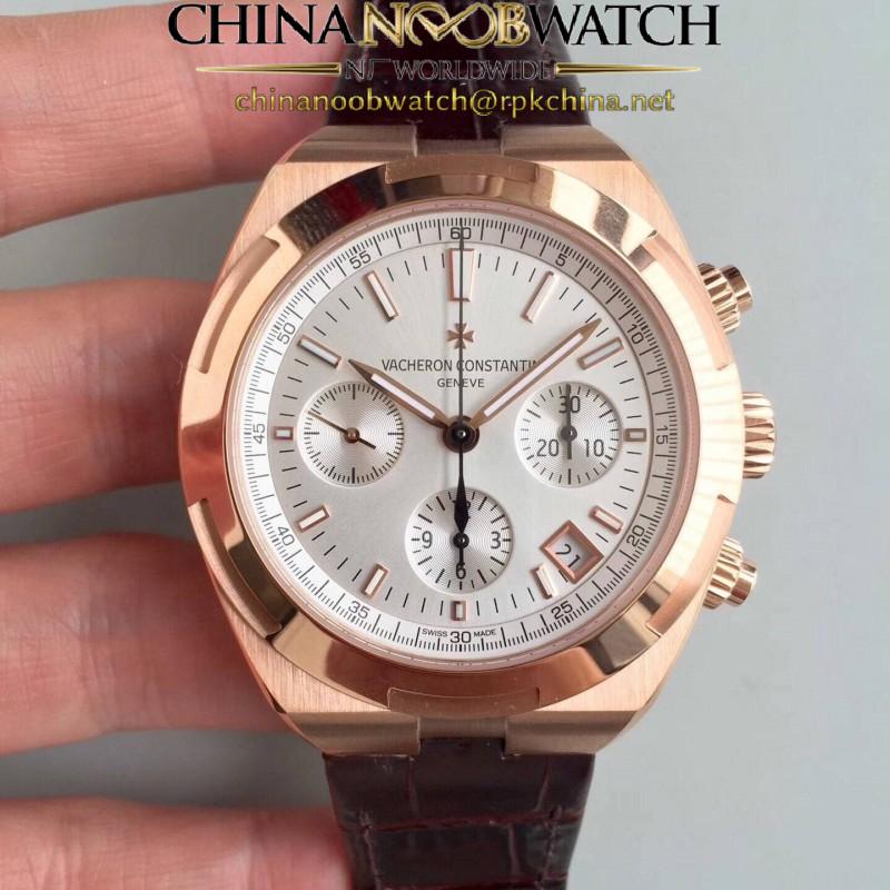 Replica Vacheron Constantin Overseas Chronograph 5500V/000R-B074 JF Rose Gold Silver Dial Swiss 7750