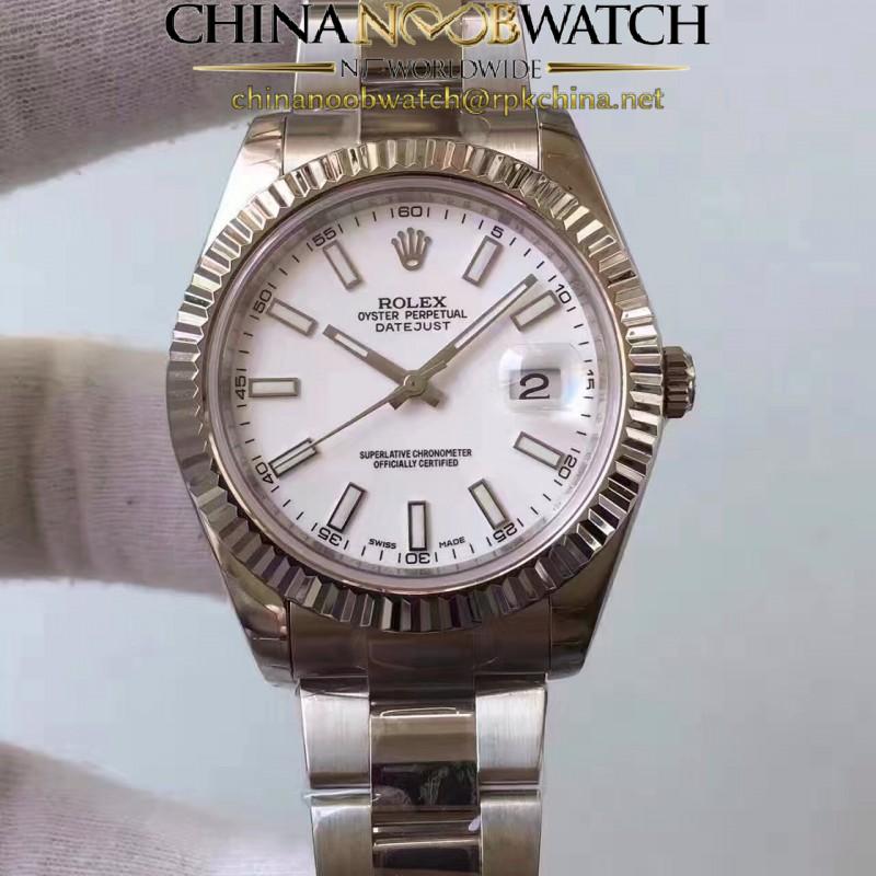 Replica Rolex Datejust II 116334 2018 41MM EW Stainless Steel White Dial Swiss 3136