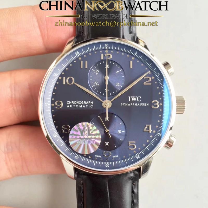 Replica IWC Portugieser Chronograph IW371447 YL Stainless Steel Black Dial Swiss 7750