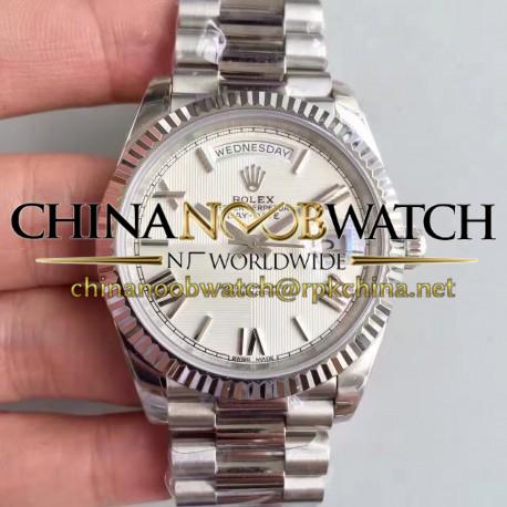 Replica Rolex Day-Date 40 228239 2018 EW Stainless Steel Silver Quadrant Dial Swiss 3255