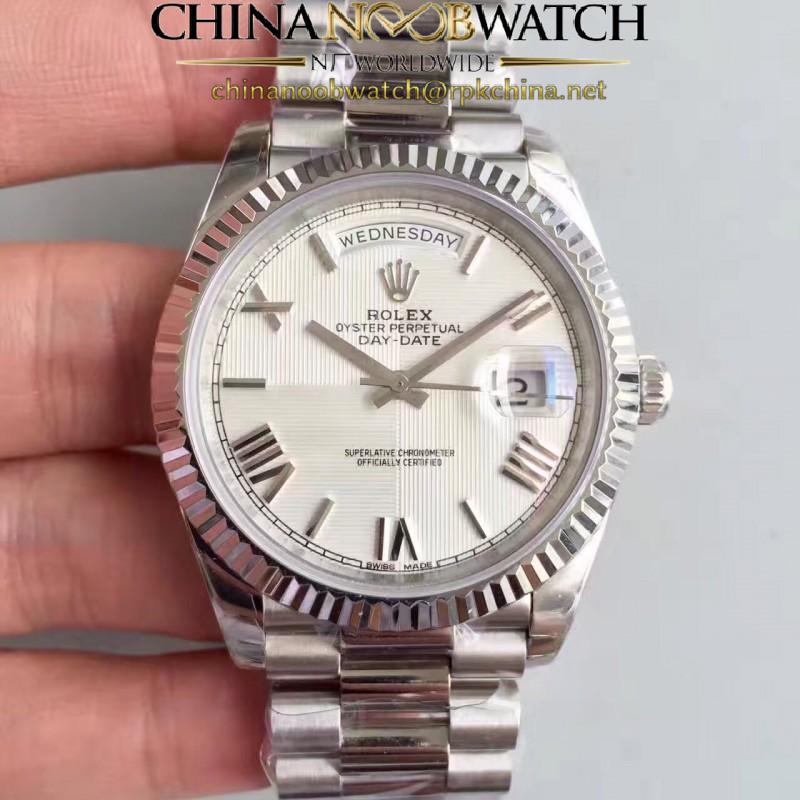 Replica Rolex Day-Date 40 228239 2018 EW Stainless Steel Silver Quadrant Dial Swiss 3255