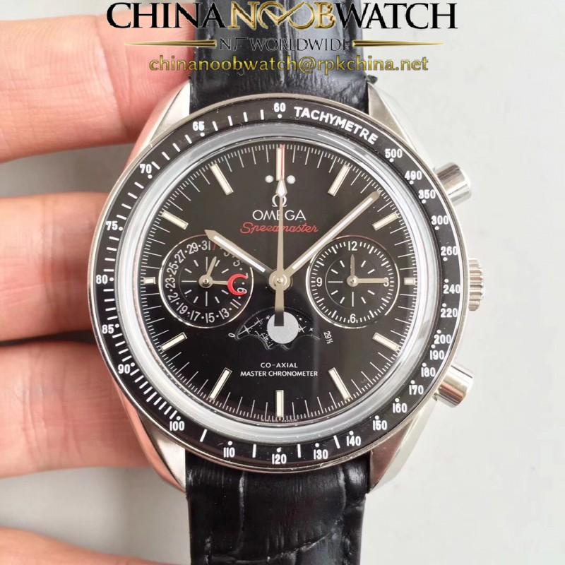 Replica Omega Speedmaster Moonwatch Moonphase Chronograph 304.33.44.52.01.001 BF Stainless Steel Black Dial Swiss 9300