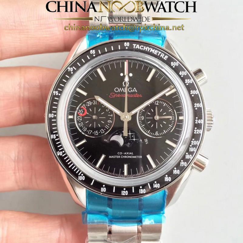 Replica Omega Speedmaster Moonwatch Moonphase Chronograph 304.30.44.52.01.001 BF Stainless Steel Black Dial Swiss 9300