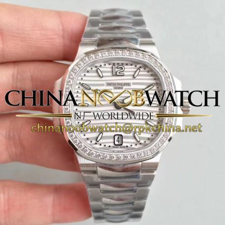 Replica Patek Philippe Nautilus Ladies 7018/1A-001 PF Stainless Steel & Diamonds White Dial Swiss 324 S C