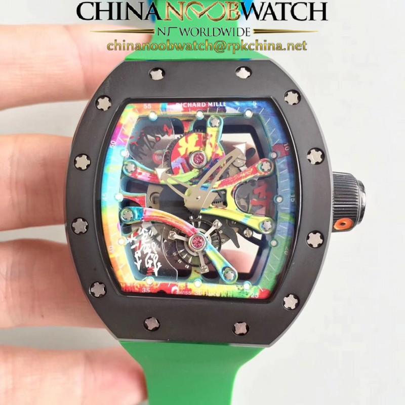 Replica Richard Mille RM068-01 Tourbillon Kongo KV Ceramic Multicolored Skeleton Dial M8215