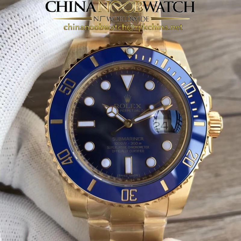 Replica Rolex Submariner Date 116618LB VR 18K Yellow Gold Wrapped Blue Dial Swiss 2836-2