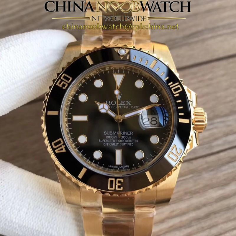 Replica Rolex Submariner Date 116618LN VR 18K Yellow Gold Wrapped Black Dial Swiss 2836-2