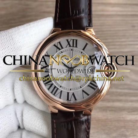 Replica Ballon Bleu De Cartier 42MM WGBB0017 3A 18K Rose Gold Wrapped Silver Dial Swiss 2824-2