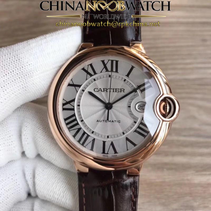 Replica Ballon Bleu De Cartier 42MM WGBB0017 3A 18K Rose Gold Wrapped Silver Dial Swiss 2824-2