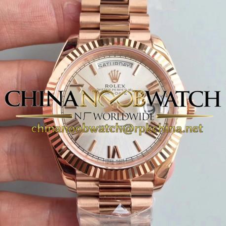 Replica Rolex Day-Date 40 228235 40MM AR Stainless Steel 904L With 18K Rose Gold Wrapped Rhodium Dial Swiss 3255