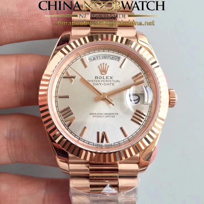 Replica Rolex Day-Date 40 228235 40MM AR Stainless Steel 904L With 18K Rose Gold Wrapped Rhodium Dial Swiss 3255