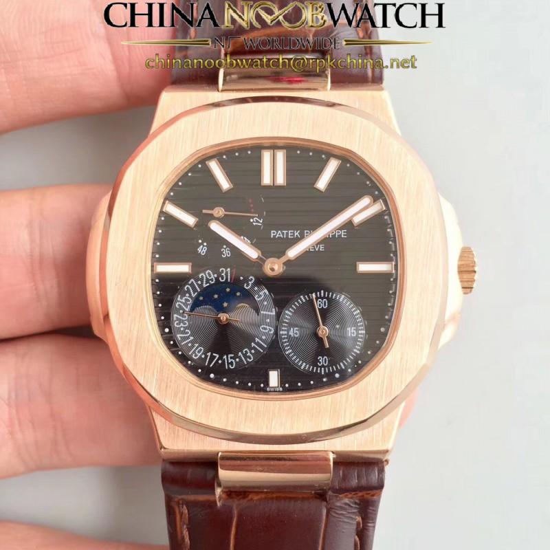 Replica Patek Philippe Nautilus Moonphase 5712R-001 N Rose Gold Black Dial Swiss 240 PS IRM C LU