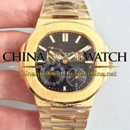 Replica Patek Philippe Nautilus Moonphase 5712R-001 N Yellow Gold Black Dial Swiss 240 PS IRM C LU