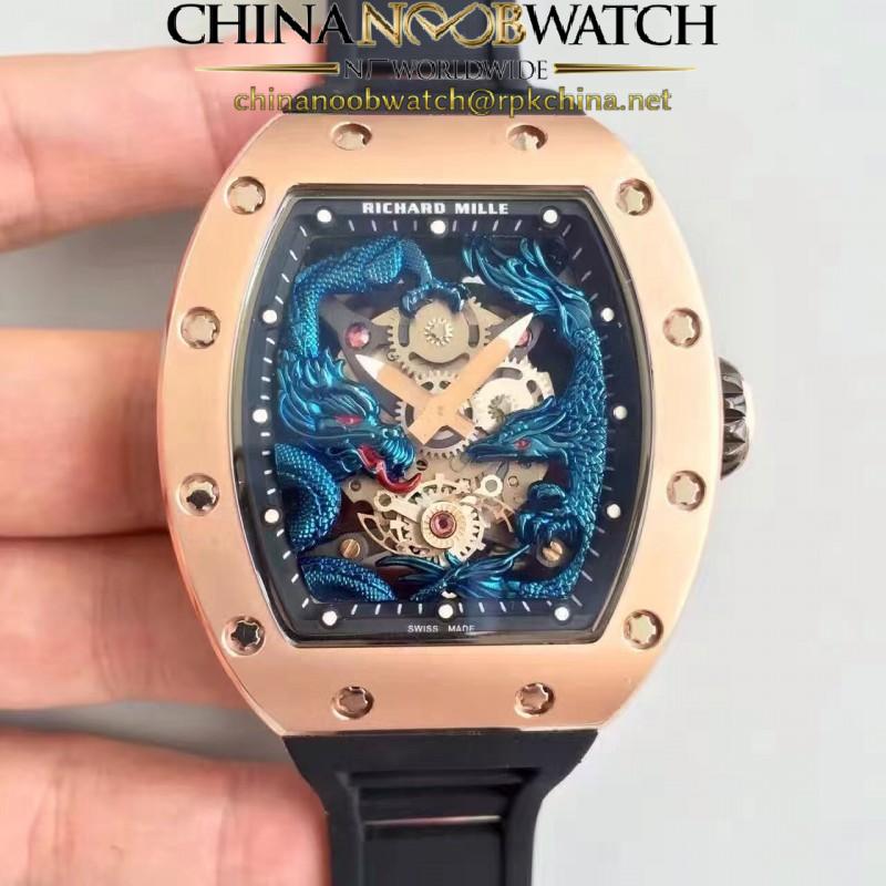 Replica Richard Mille RM57-01 Jackie Chan Rose Gold Blue Dial M9015