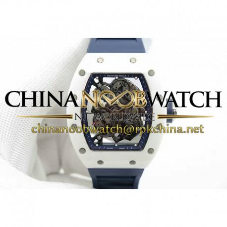 Replica Richard Mille RM55 White Ceramic Blue Skeleton Dial M8215