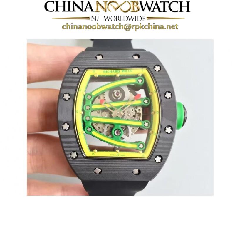 Replica Richard Mille RM59-01A Forged Carbon Yellow Skeleton Dial M6T51