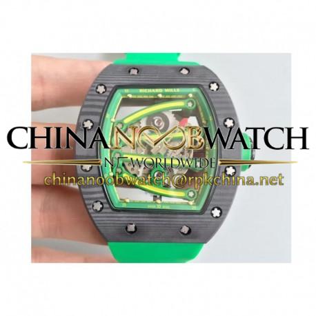 Replica Richard Mille RM59-01A Forged Carbon Green Skeleton Dial M6T51