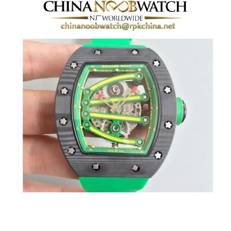 Replica Richard Mille RM59-01A Forged Carbon Green Skeleton Dial M6T51