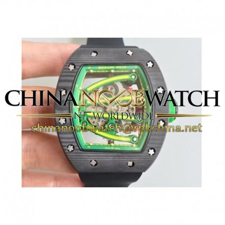 Replica Richard Mille RM59-01A Forged Carbon Green Skeleton Dial M6T51