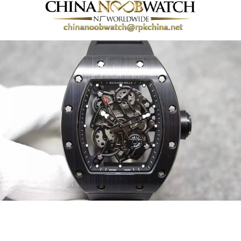 Replica Richard Mille RM55 Black Ceramic Black Skeleton Dial M8215