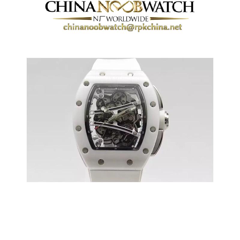 Replica Richard Mille RM59-01M White Ceramic Black Skeleton Dial M8215