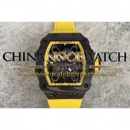 Replica Richard Mille RM35-01 Rafael Nadal Forged Carbon Skeleton Yellow Dial Yellow Nylon Strap M9015