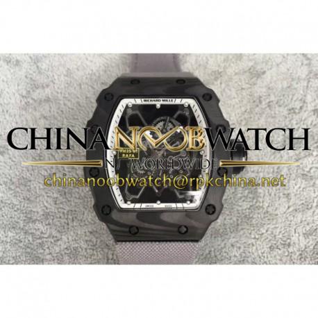 Replica Richard Mille RM35-01 Rafael Nadal Forged Carbon Skeleton White Dial Gray Nylon Strap M9015