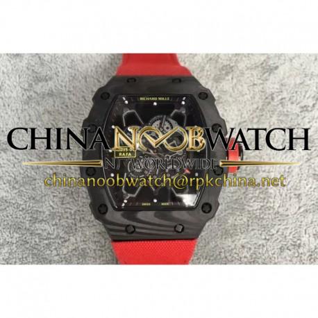 Replica Richard Mille RM35-01 Rafael Nadal Forged Carbon Skeleton Black Dial Red Nylon Strap M9015