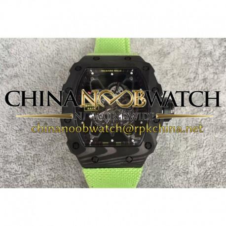 Replica Richard Mille RM35-01 Rafael Nadal Forged Carbon Skeleton Black Dial Green Nylon M9015