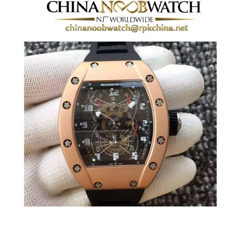 Replica Richard Mille RM022 Aerodyne Dual Time Zone Rose Gold Skeleton Dial M9015