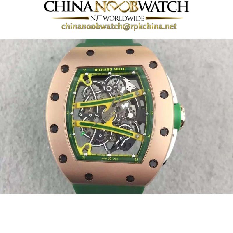 Replica Richard Mille RM61 Rose Gold Green Skeleton Dial M9015