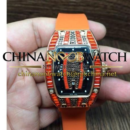 Replica Richard Mille RM007 Lady Rose Gold Orange Diamonds Dial M6T51