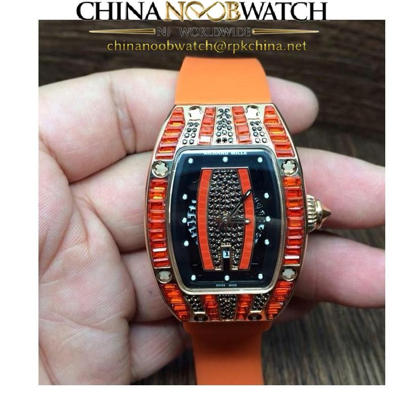 Replica Richard Mille RM007 Lady Rose Gold Orange Diamonds Dial M6T51