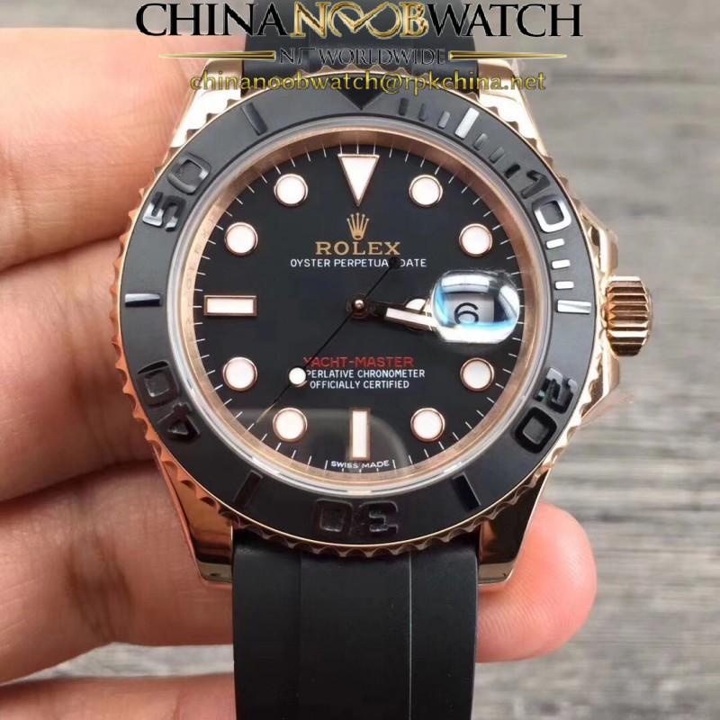 Replica Rolex Yacht-Master 40 116655 2018 V9 Rose Gold Black Dial Swiss 3135