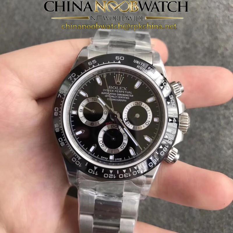 Replica Rolex Daytona Cosmograph 116500LN N Stainless Steel Black Dial Swiss 7750 Run 6@SEC