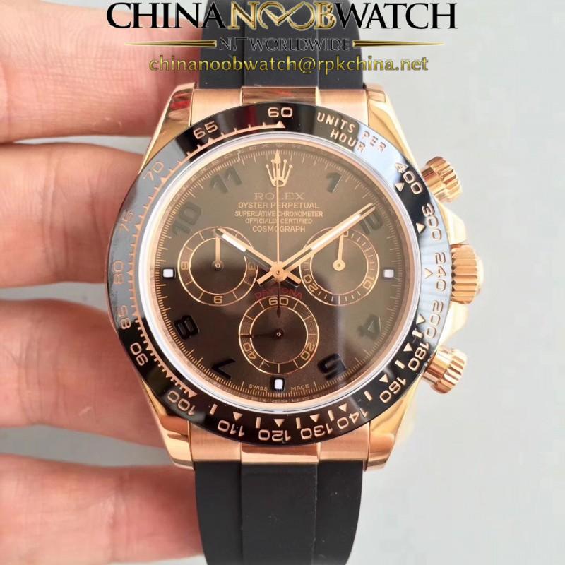 Replica Rolex Daytona Cosmograph 116515LN AR Rose Gold Chocolate Dial Swiss 4130 Run 6@SEC