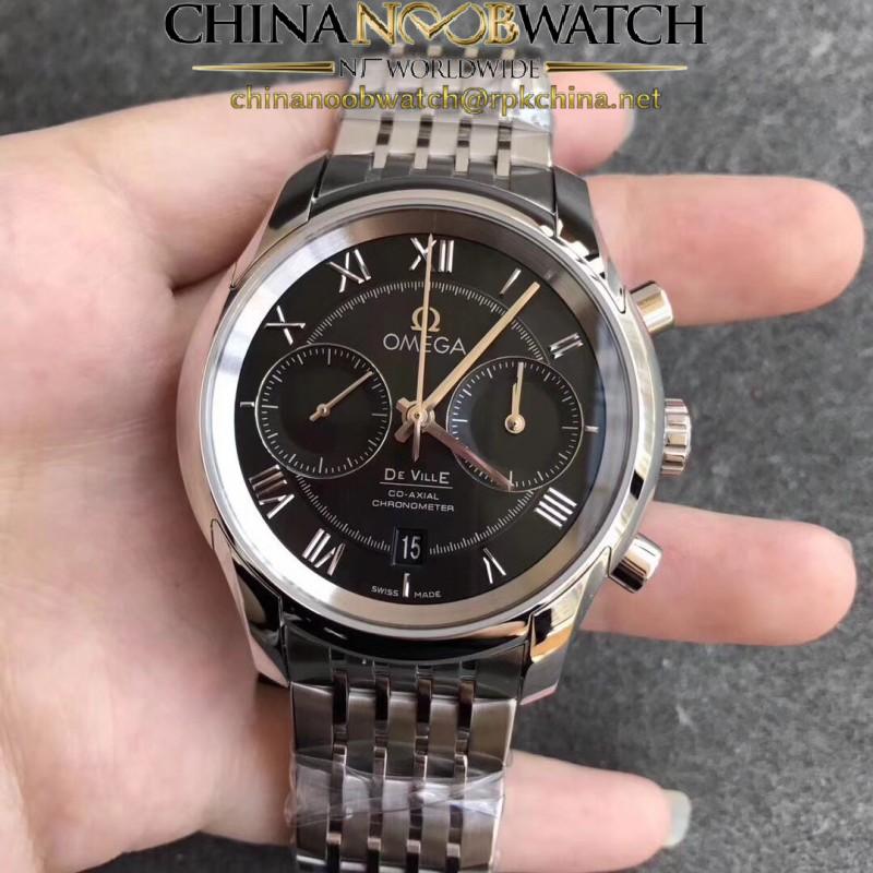 Replica Omega De Ville Co-Axial Chronograph 42MM 431.10.42.51.01.001 OM Stainless Steel Black Dial Swiss 9300