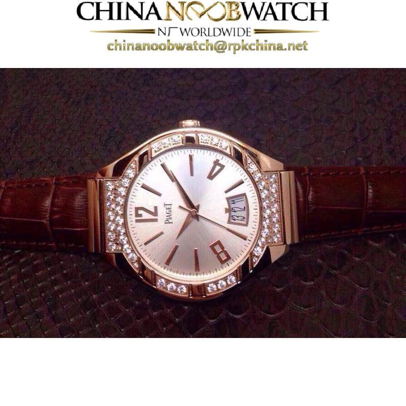 Replica Piaget Polo Rose Gold & Diamonds Silver Dial M9015