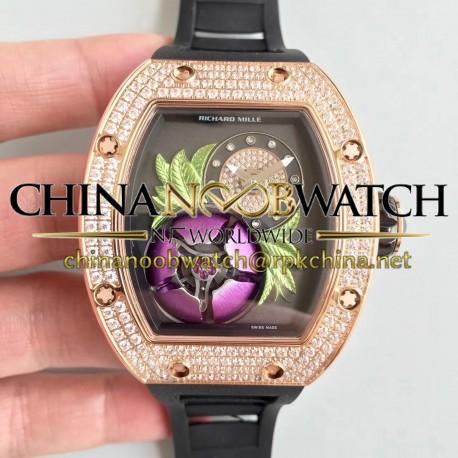 Replica Richard Mille RM19-02 Tourbillon Fleur RM Rose Gold & Diamonds Magnolia Dial M6T51