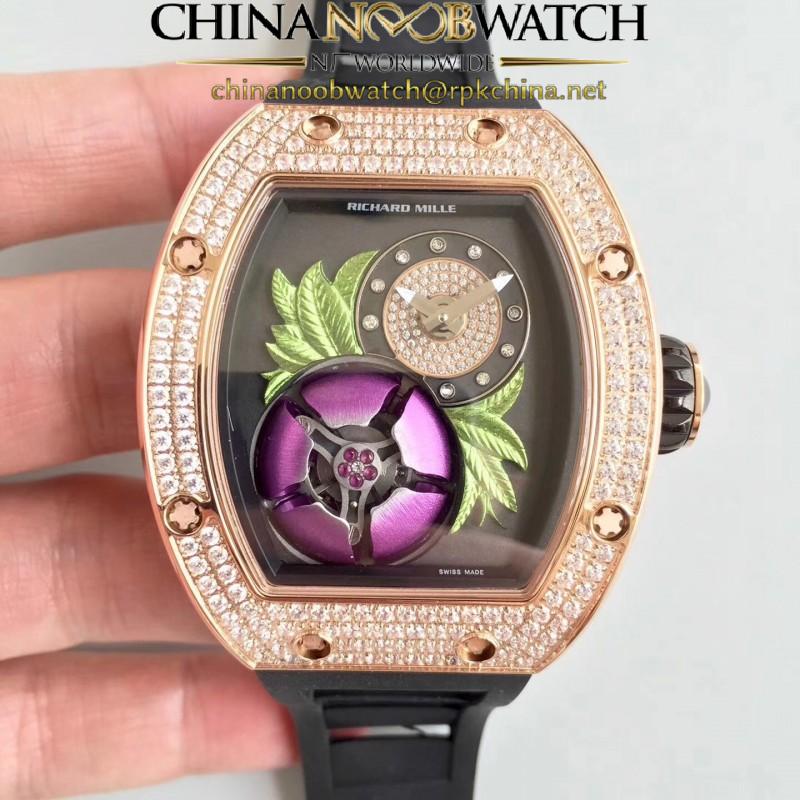 Replica Richard Mille RM19-02 Tourbillon Fleur RM Rose Gold & Diamonds Magnolia Dial M6T51