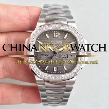 Replica Patek Philippe Nautilus Ladies 7018/1A-011 PF Stainless Steel & Diamonds Anthracite Dial Swiss 324SC