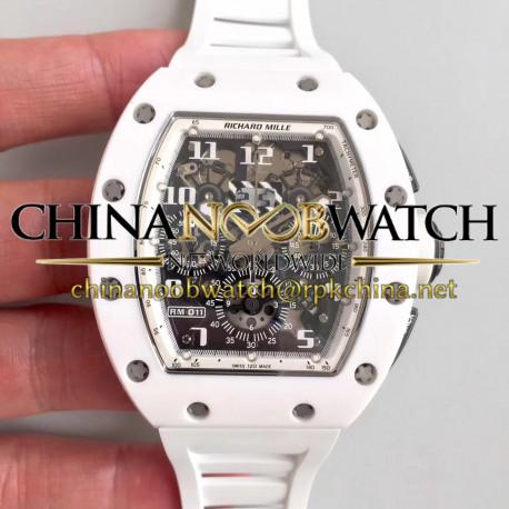 Replica Richard Mille RM011-FM Felipe Massa Flyback Dubai Chronograph KV White Ceramic White Skeleton Dial Swiss 7750