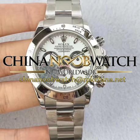 Replica Rolex Daytona Cosmograph 116520 JF Stainless Steel White Dial Swiss 7750 Run 6@SEC