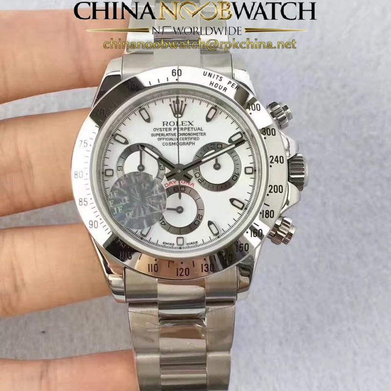 Replica Rolex Daytona Cosmograph 116520 JF Stainless Steel White Dial Swiss 7750 Run 6@SEC