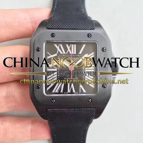 Replica Cartier Santos 100 XL WSSA0006 V6 PVD Black Dial Swiss 2824-2