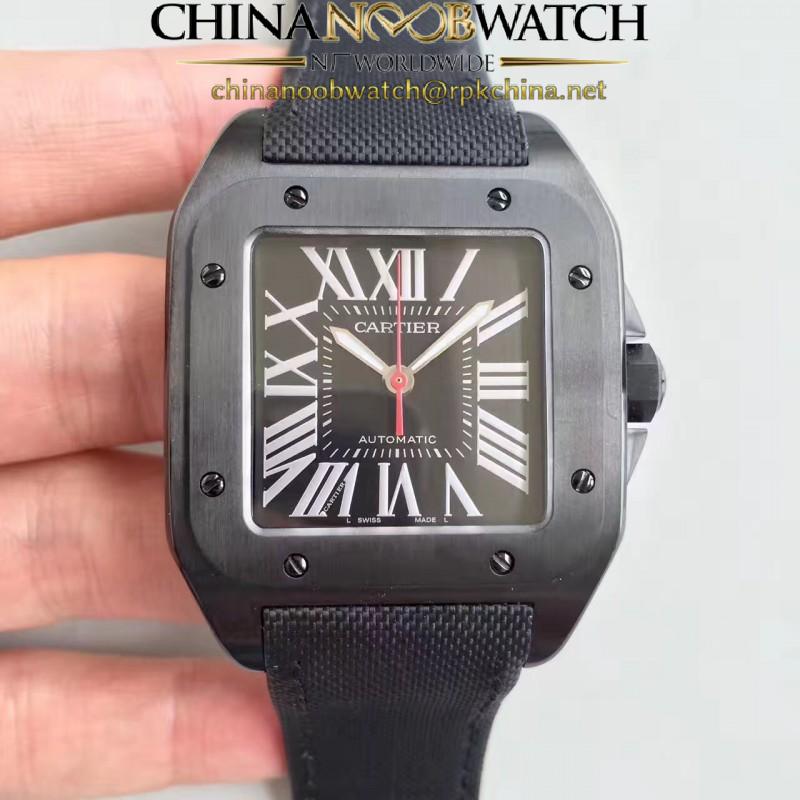 Replica Cartier Santos 100 XL WSSA0006 V6 PVD Black Dial Swiss 2824-2